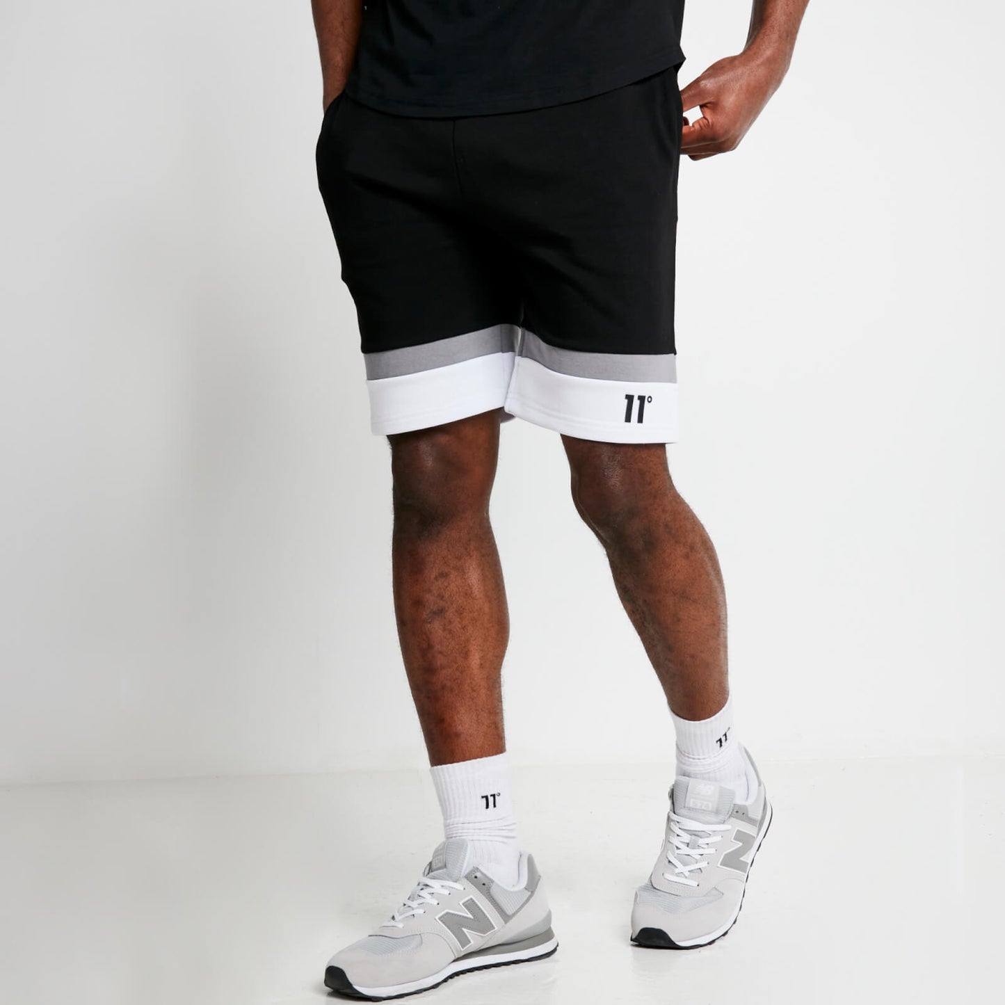 11 Degrees PLAY HARD Shorts – Black / White / Shadow Grey