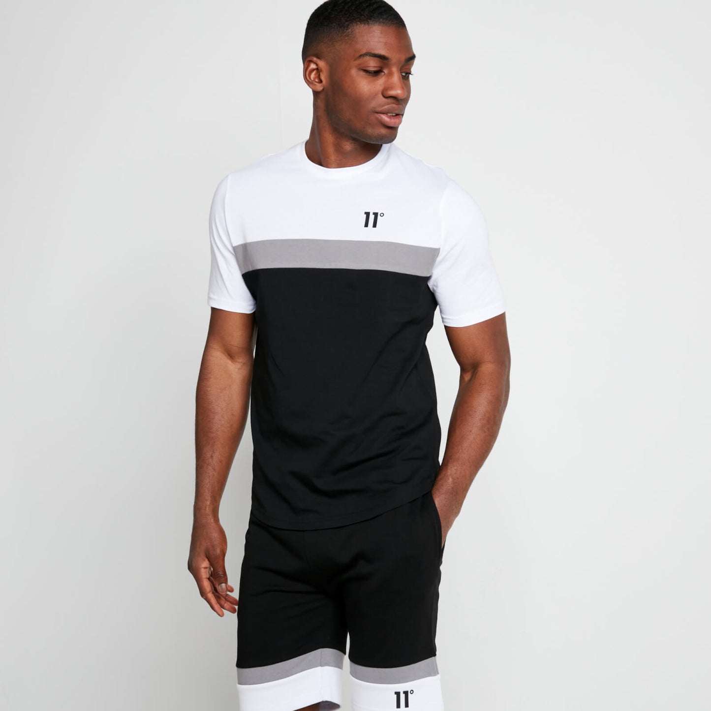 11 Degrees PLAY HARD T-Shirt – Black / White / Shadow Grey
