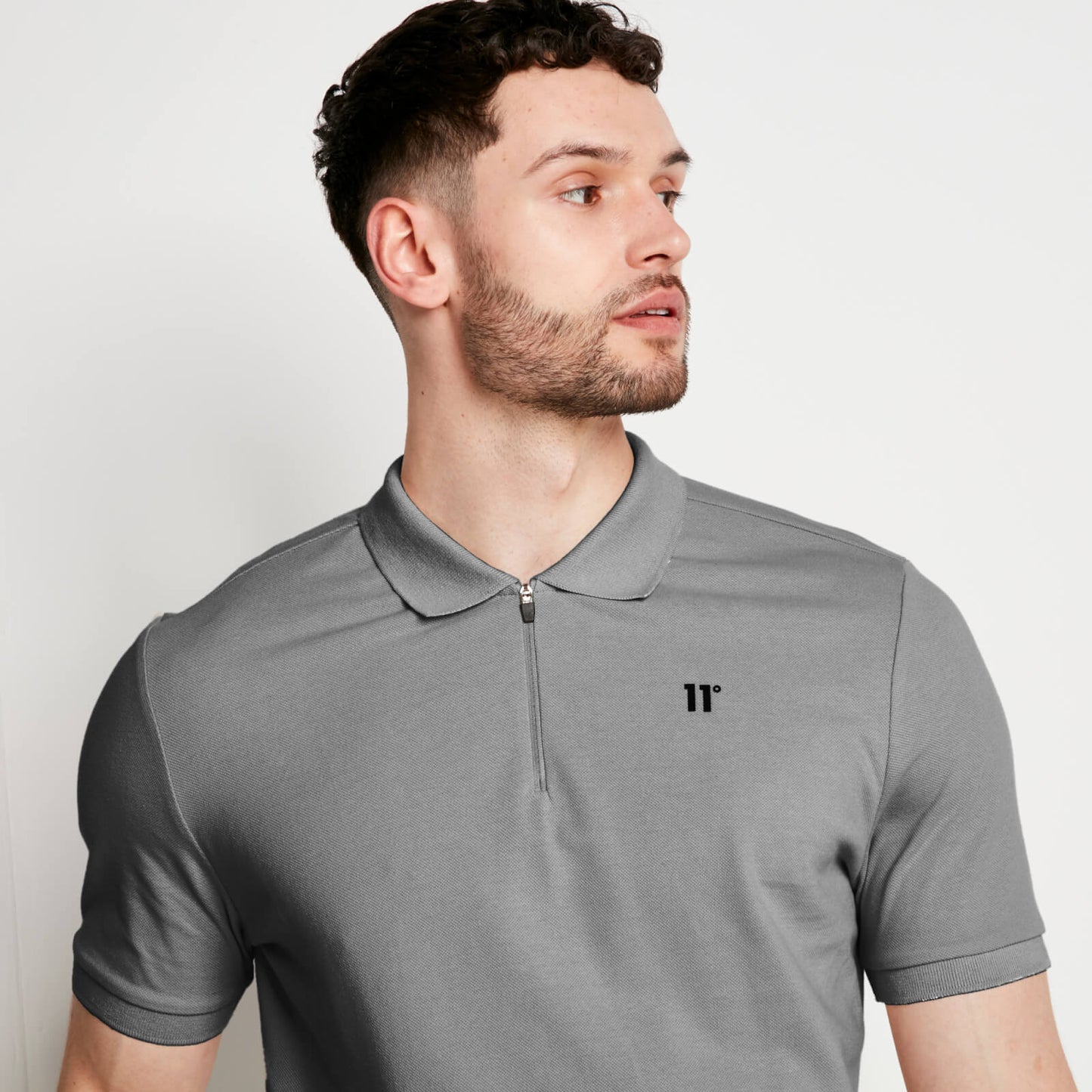 11 Degrees SMART zip polo shirt - Charcoal