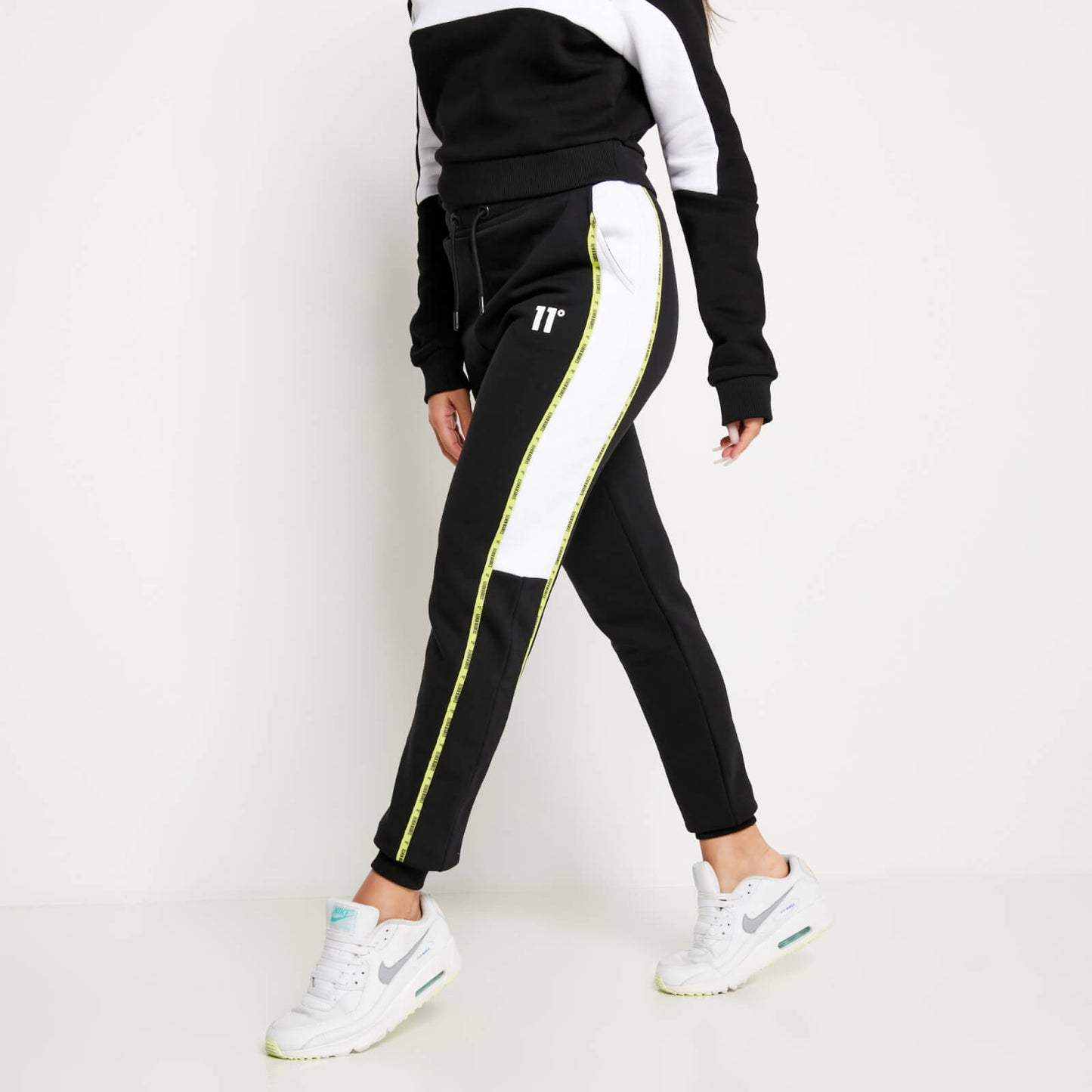 11 Degrees Micro Taped Cut And Sew Joggers – Black/White