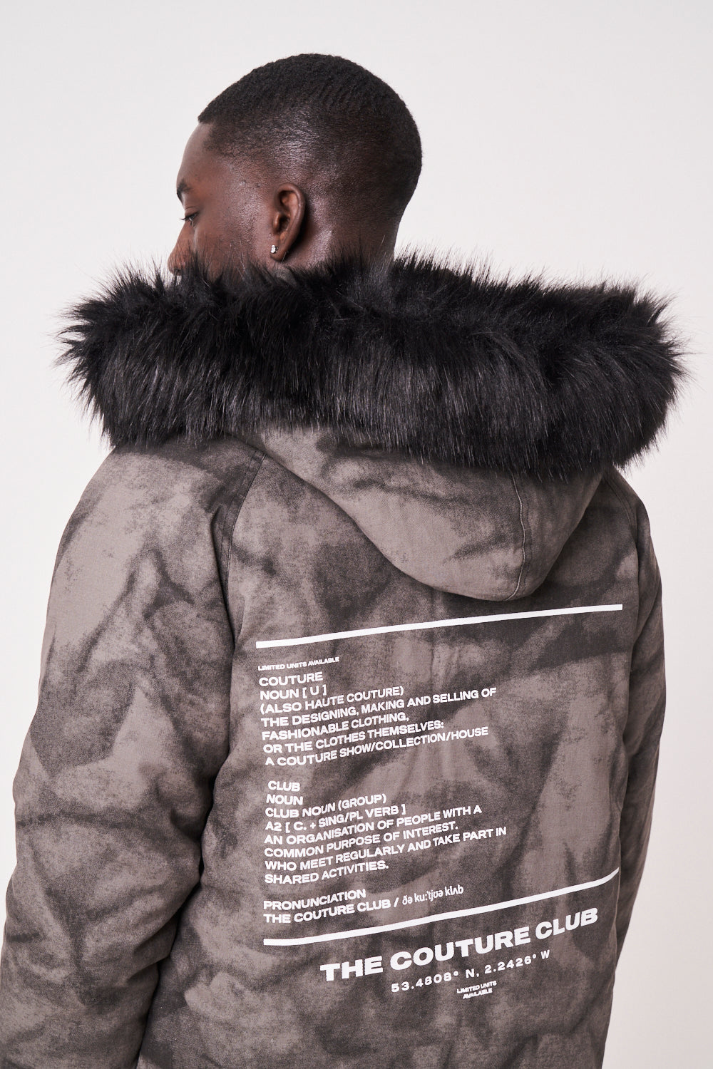 The Couture Club Fur Hooded Jacket - washed black