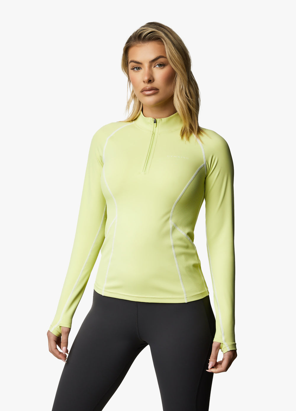 Gym King Sports Motivate 1/4 Zip funnel neck sweatshirt - Graphite/Lime