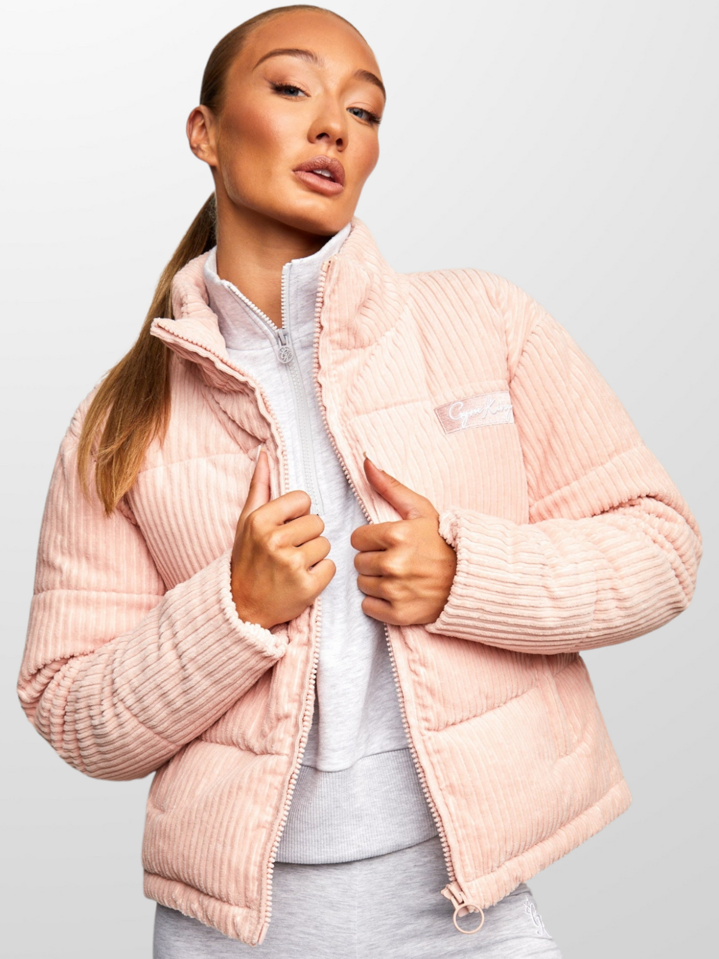 Gym King cord puffer jacket - misty rose