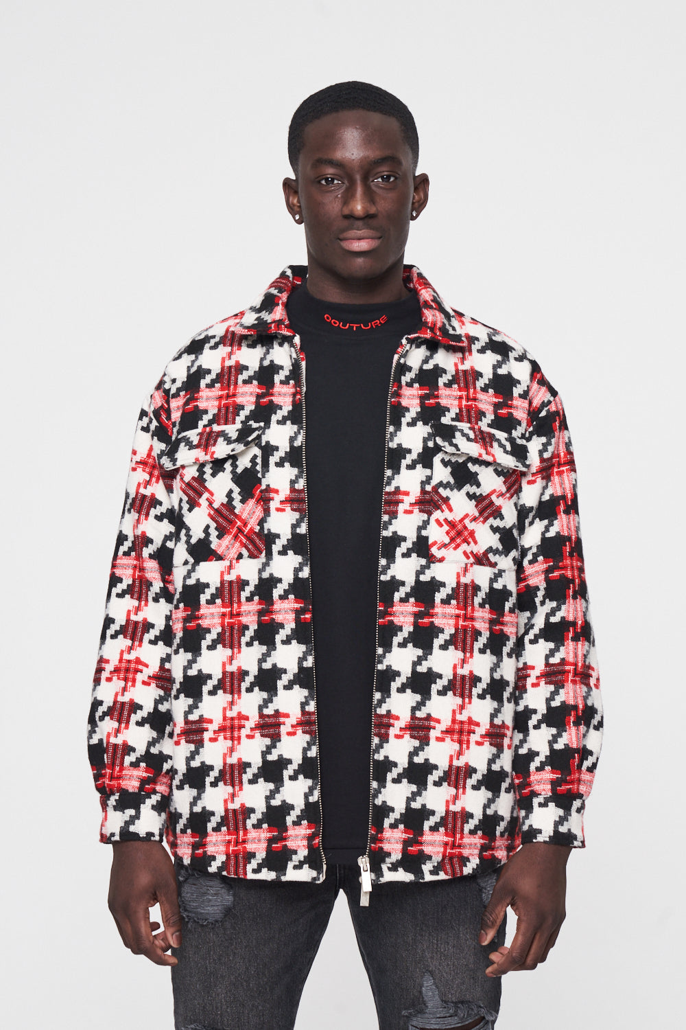 The Couture Club Red Houndstooth Shacket