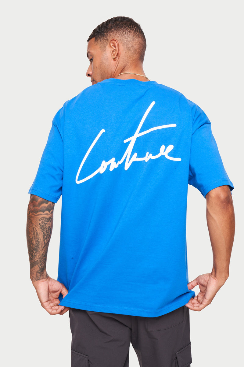 The Couture Club - puff print signature relaxed T-Shirt - blue